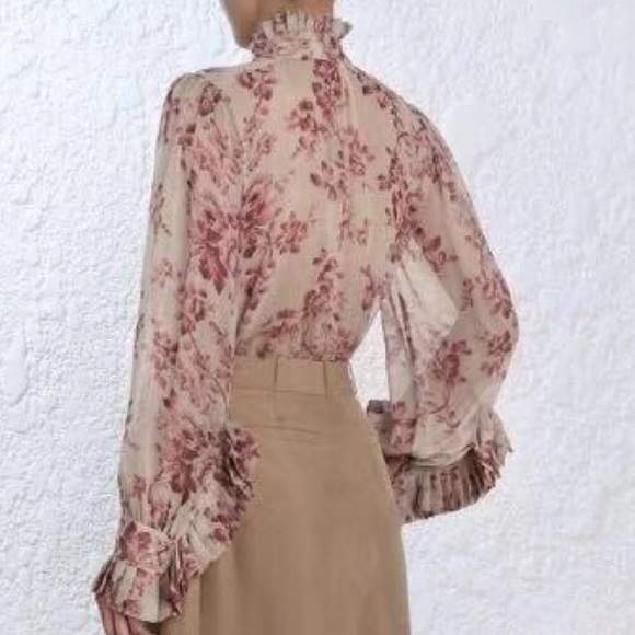 NWT Zimmermann Unbridled Tie Neck Blouse - Picture 4 of 8